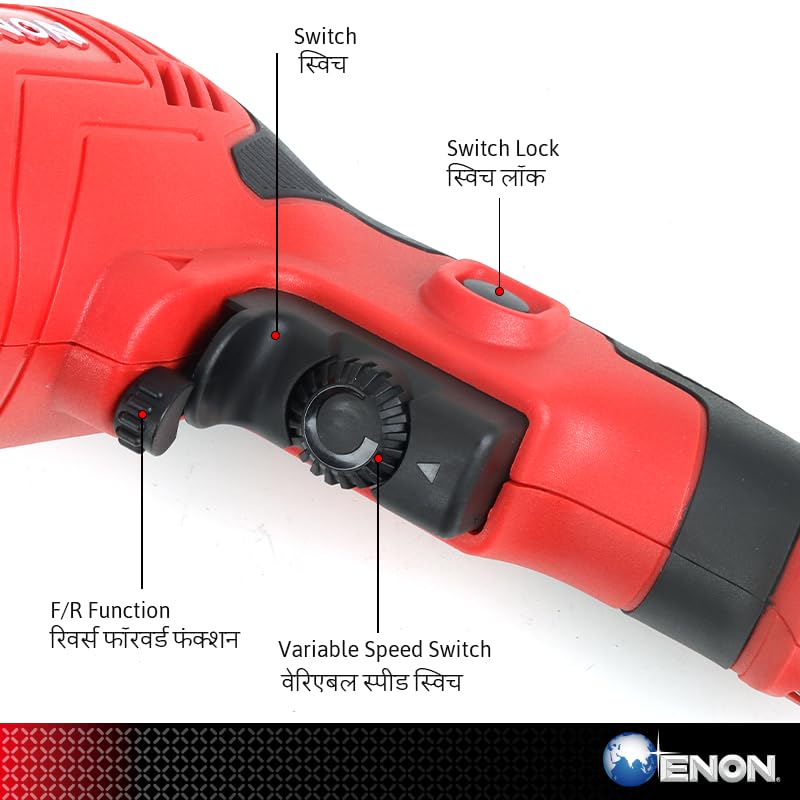 ENON Electric Drill Machine 650W, 10mm Chuck, 3300RPM, Forward/Reverse function, Powerful Machine for Wood, Metal,Heavy Duty, Drilling Machine with Multiple Drill Bits- 6 Months Warranty (XE-1001)