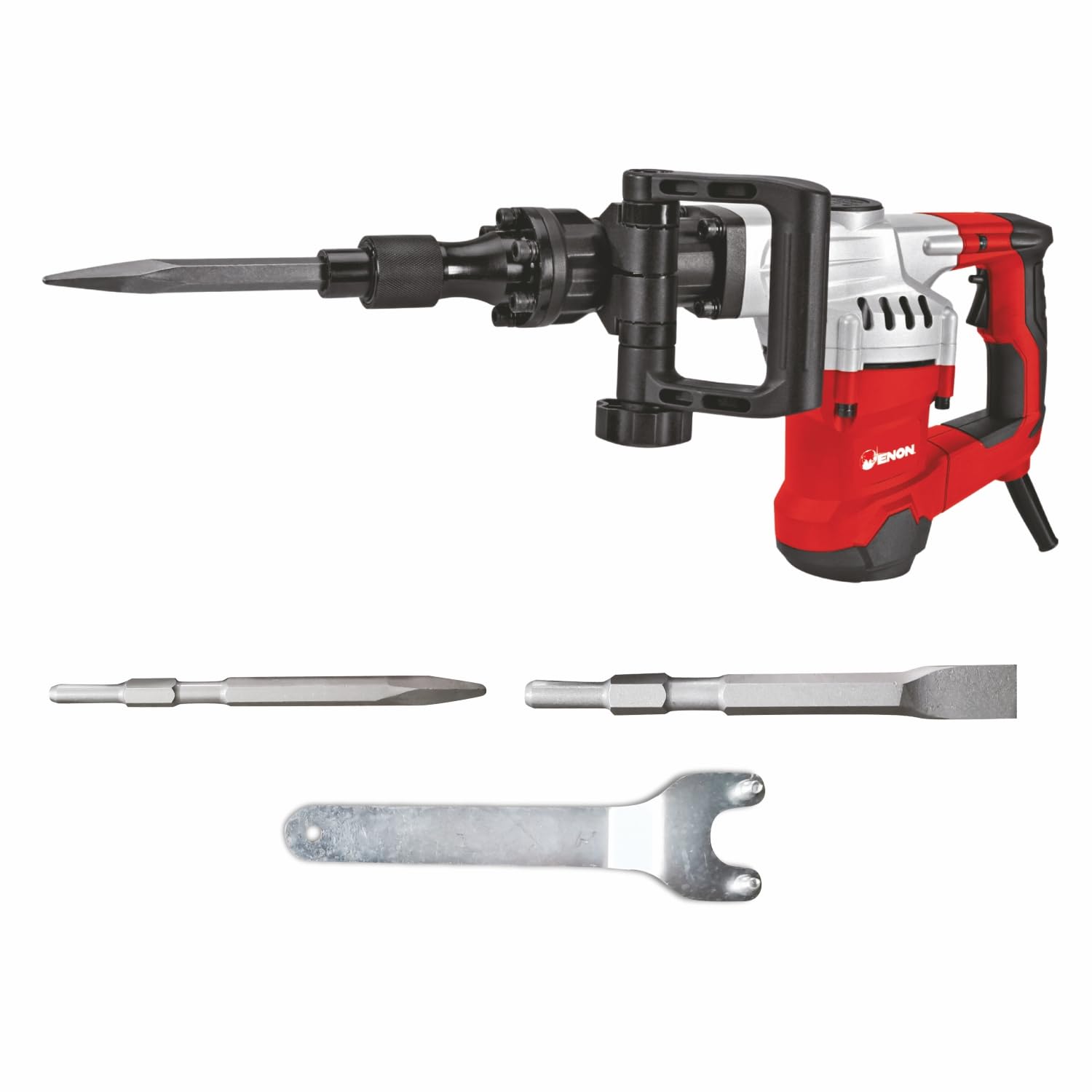 Enon 1100W Demolition Hammer 7Kg, Side Handle, Convenient & Comfortable Operation, Strong & Durable Use, 230V, 50Hz, 3900Bpm (Xe-3501) - Black