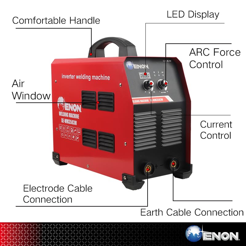 ENON Inverter ARC Welding Machine 20-350A (Advanced IGBT) 20300W, Hot Start, ARC Force, Anti-Stick, Portable (XE-WM3503M)