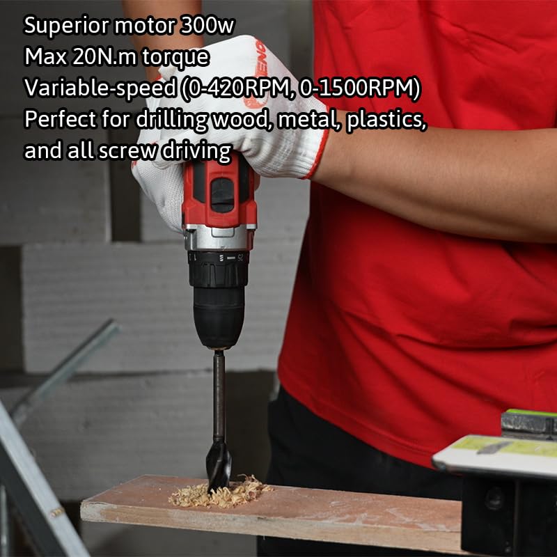 Enon 12V Cordless Drill Machine For Home Use|Cordless Screw Driver Machine|2-Speed, Led, 0-1500Rpm|1-10Mm Chuck For Home Use|Drilling, Wood, Metal And Pvc Etc.|Heavy Duty, 1500 Mah Battery - Black