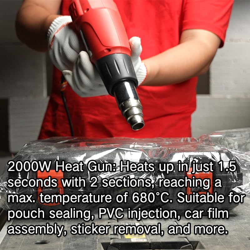 ENON Heat gun Machine 2000W 220V, Dual Temperature, Hot Air Gun for Shrink Wrapping Packing, Stripping Paint, Thawing Frozen Water Pipes (XE-2001)