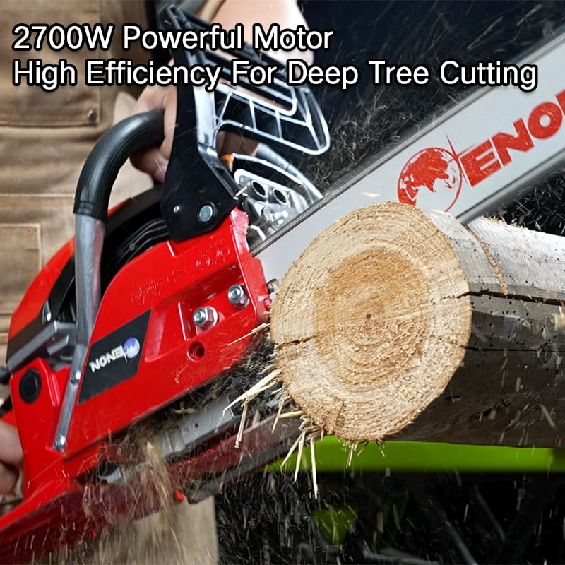 ENON Gasoline 5818 Chainsaw 18inch 2700W 3000RPM, Engine Displacement 58CC Chainsaw, Woodcutting Saw for Farm, Garden and Ranch with Tool Kit (XE-GCS)