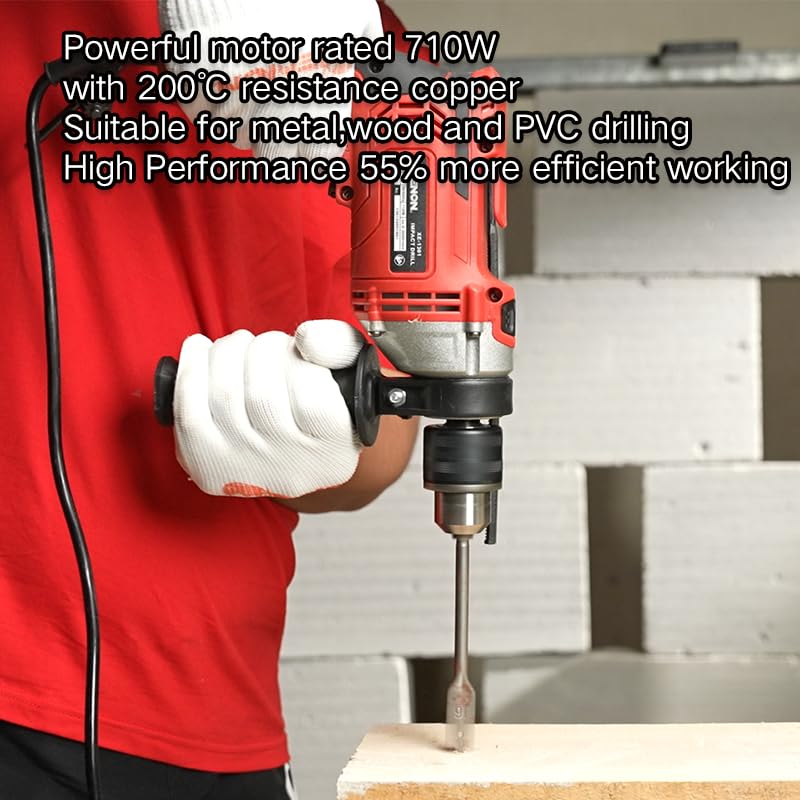 ENON 710W Impact Drill Machine Tool Kit, 86 Pcs Kit Set,13mm Chuck, Strong Drill Bit Kit, Reversible & Variable Speed, Screwdriver Machine, Corded Hammer Drill, Drill Machine Kit Heavy Duty (XE-1301)