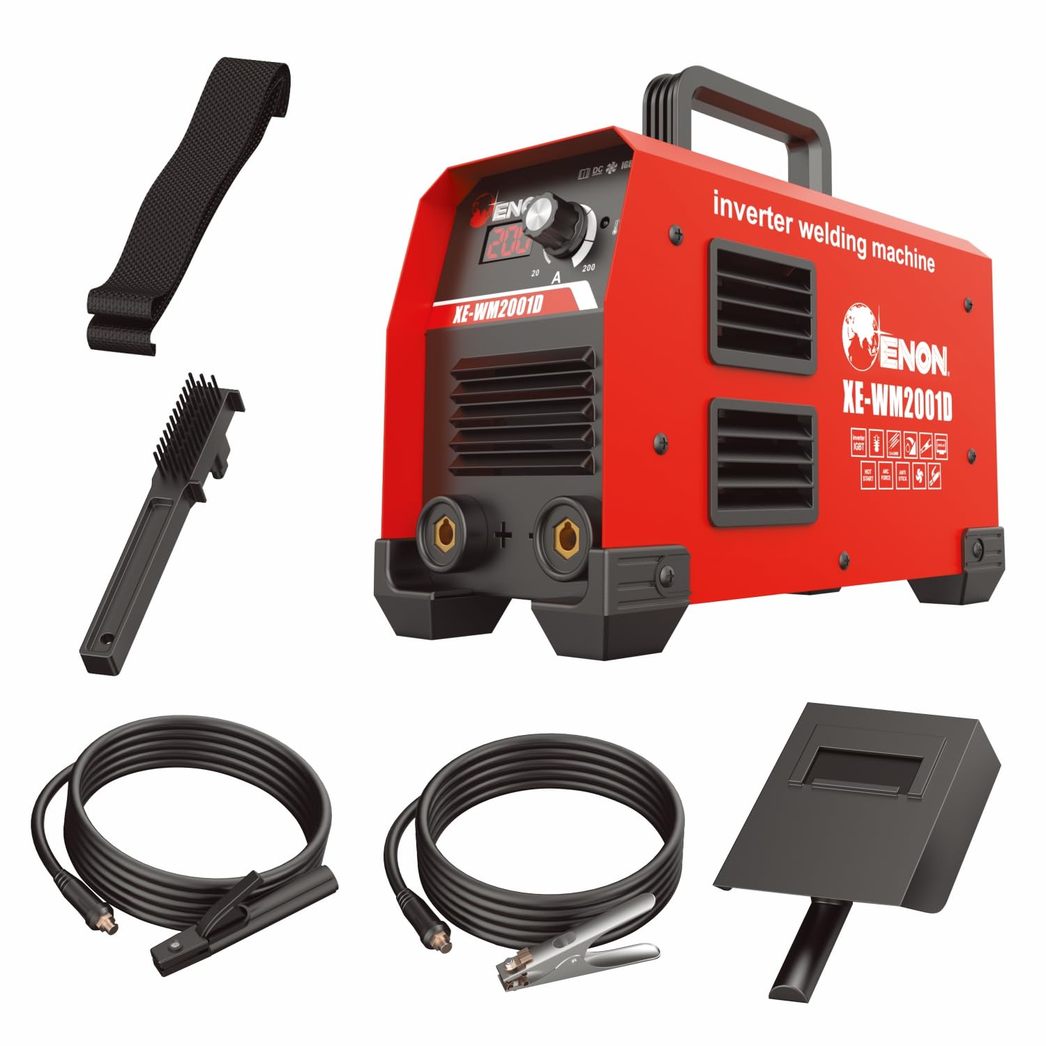 ENON 200A Professional Inverter ARC Welding Machine Dual Phase, 9500W Advanced IGBT Hot Start, Anti-Stick, LED Display, Portable/Compact Welding Machine for Home Use/DIY (XE-WM2001D)