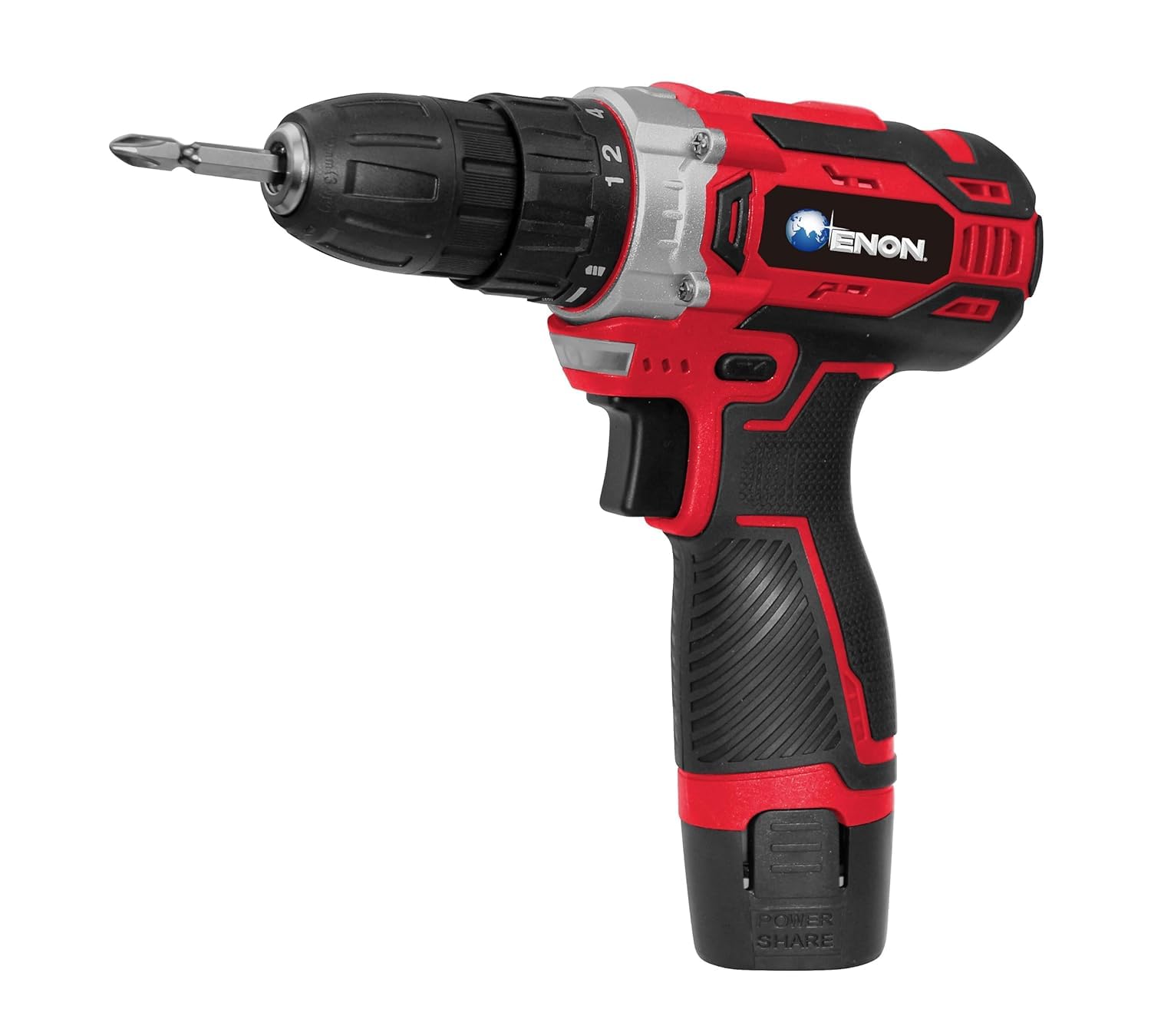 Enon 12V Cordless Drill Machine For Home Use|Cordless Screw Driver Machine|2-Speed, Led, 0-1500Rpm|1-10Mm Chuck For Home Use|Drilling, Wood, Metal And Pvc Etc.|Heavy Duty, 1500 Mah Battery - Black