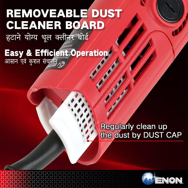 ENON Corded Electric Angle Grinder 850W 12000 RPM with 3 Cutting & 1 Grinder Wheel 100m for Grinding, Polishing & Cutting with 3 Position Side-Handle, for Home & DIY Use, Back Switch (XE-4003)