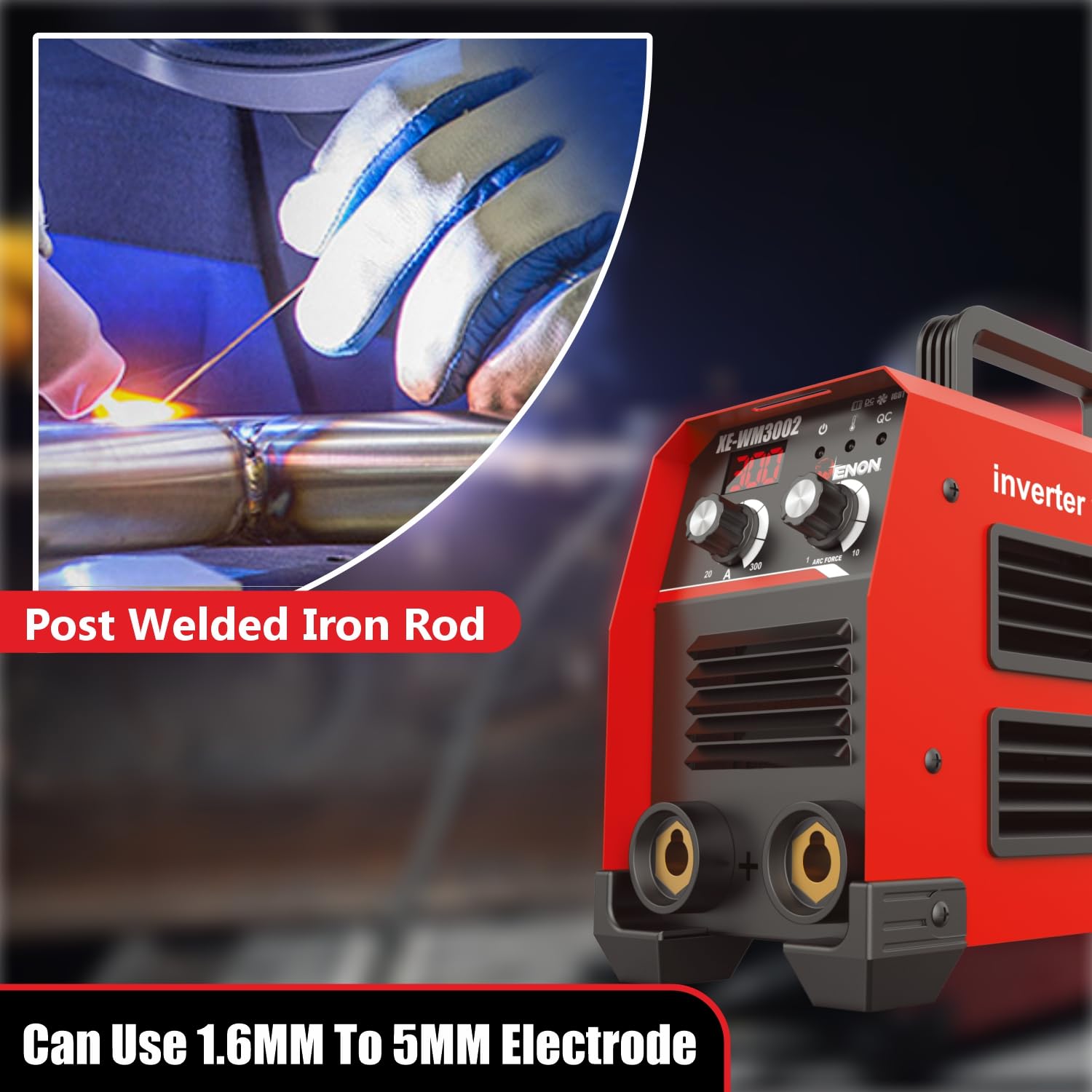 ENON Inverter ARC Welding Machine 20-300A (Advanced IGBT) 16400W, Hot Start, ARC Force, Anti-Stick, Portable (XE-WM3002)