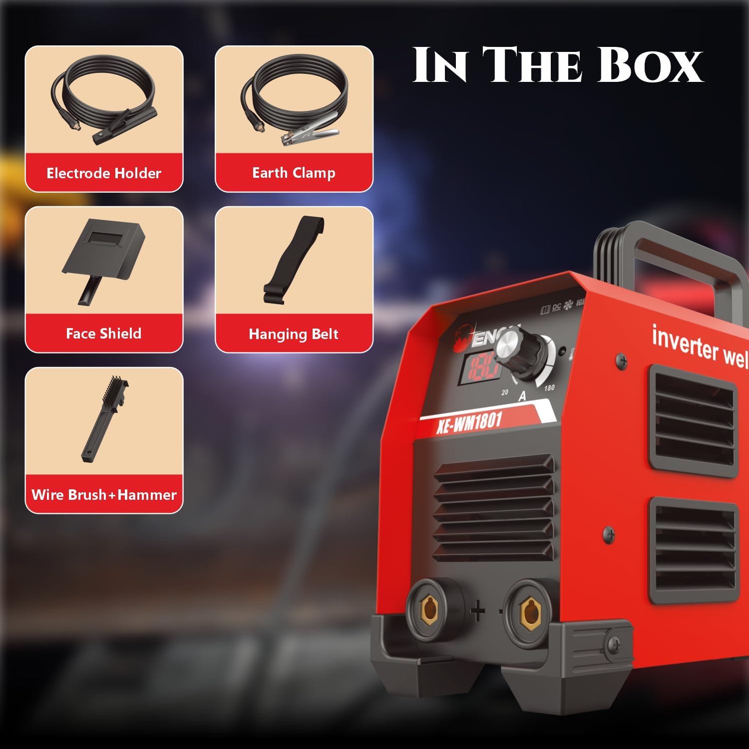 ENON 200A Professional Inverter ARC Welding Machine Dual Phase, 9500W Advanced IGBT Hot Start, Anti-Stick, LED Display, Portable/Compact Welding Machine for Home Use/DIY (XE-WM2001D)