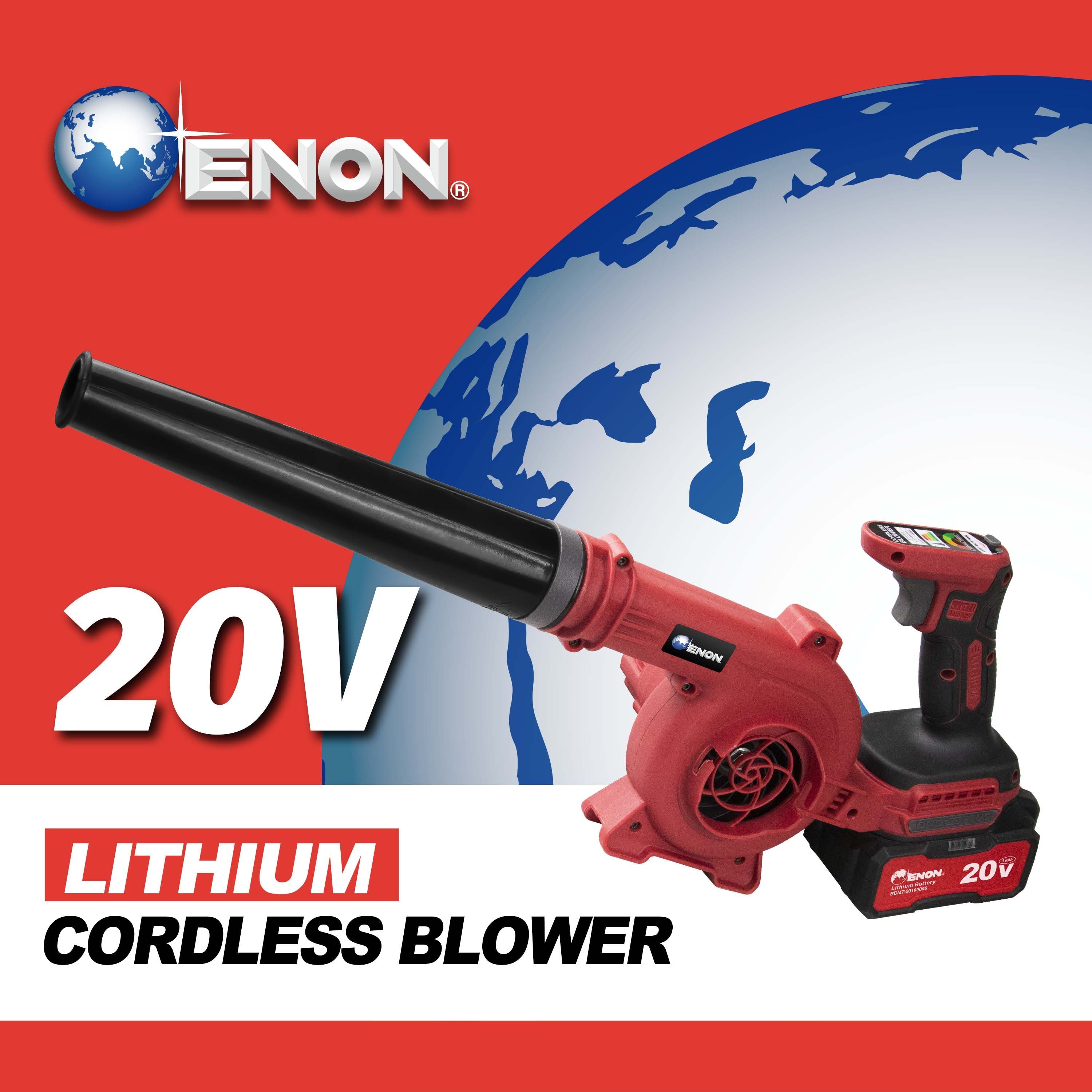 ENON 20V Cordless 2-in-1 Air Blower & Vacuum - Portable, Variable Speed for Garden, Car & Home Cleaning (XE-CD6502)