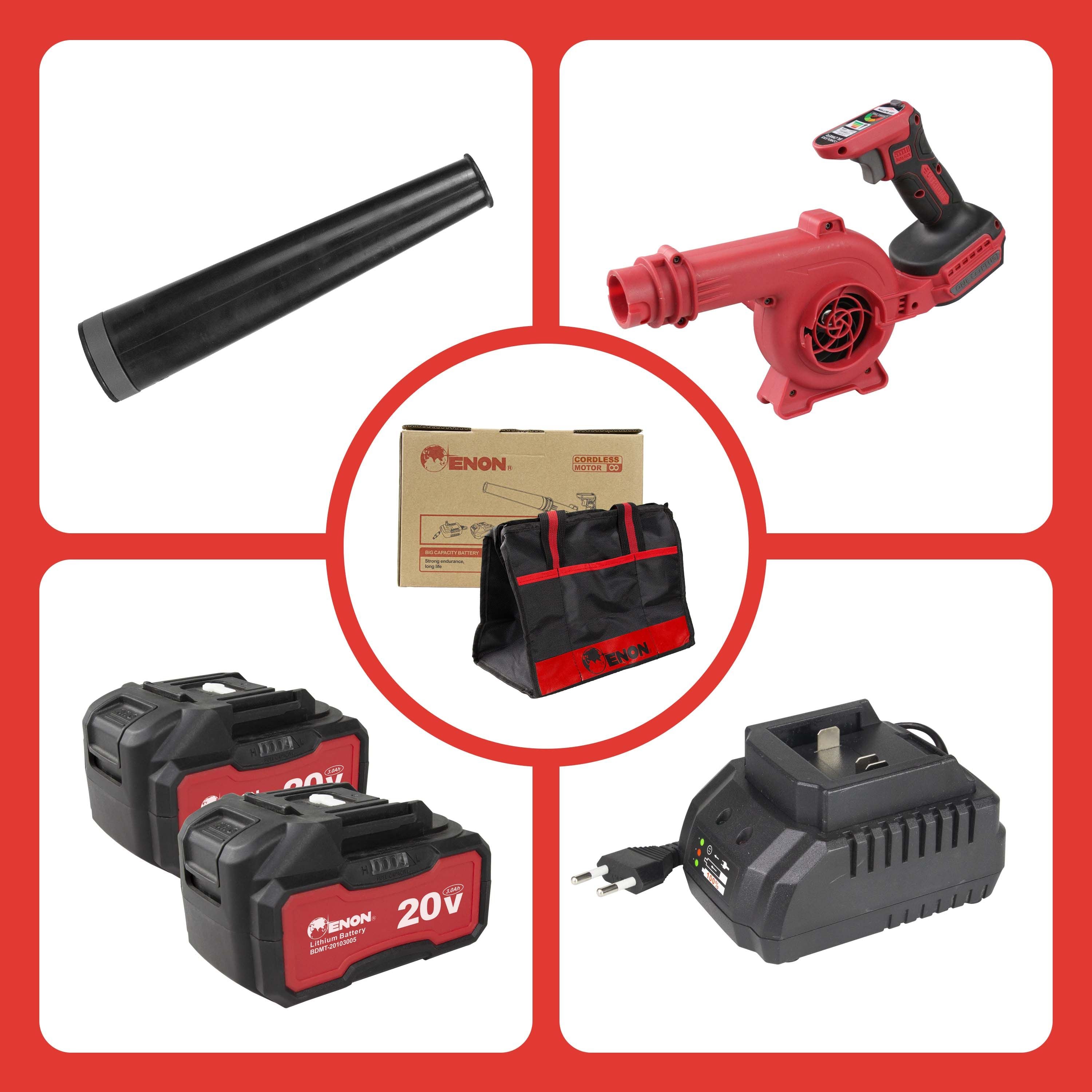 ENON 20V Cordless 2-in-1 Air Blower & Vacuum - Portable, Variable Speed for Garden, Car & Home Cleaning (XE-CD6502)